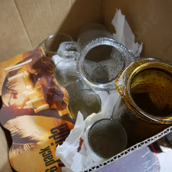 Drinking glasses, jugs