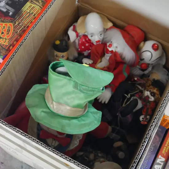 Clown figures, etc