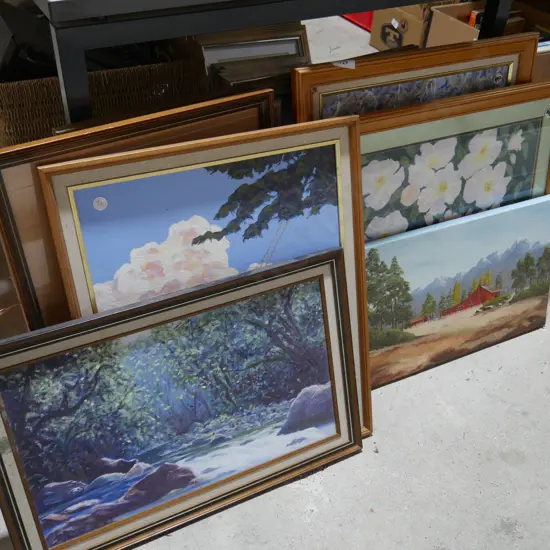 Quantity of framed artworks
