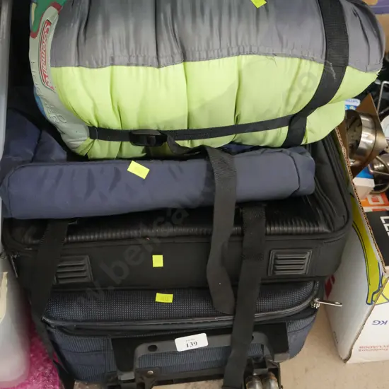 Suitcase, sleeping bag etc