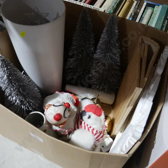 Christmas decorations, clown etc