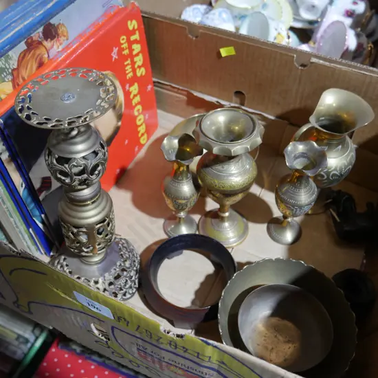 Brassware, books etc