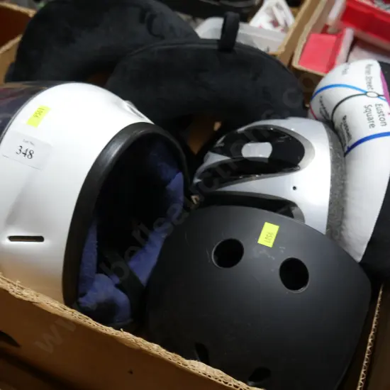 Assorted motorbike and push bike helmets etc