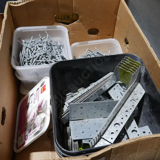 Assorted nails and brackets