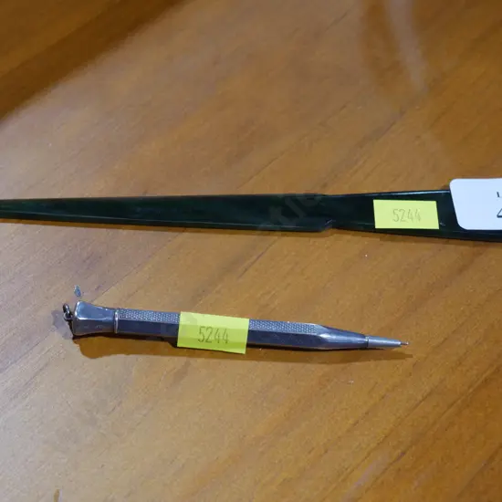 Greenstone letter opener and pencil