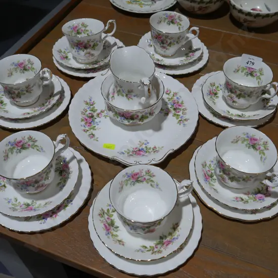 Royal Albert Moss Rose tea set
