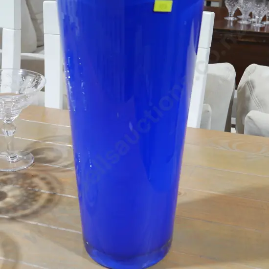 Large blue glass vase