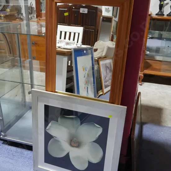 Framed artwork and mirror