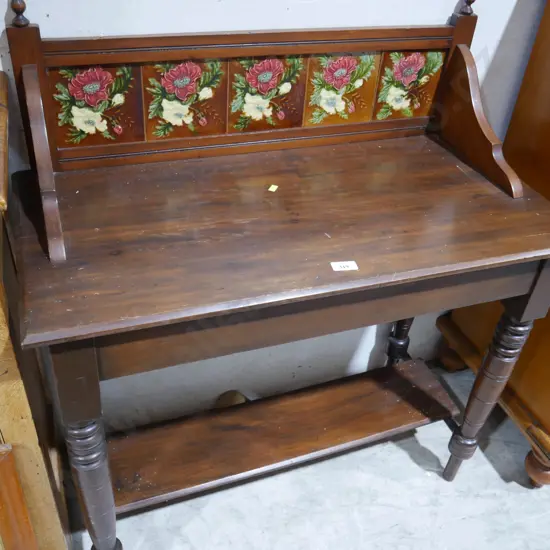 Tile backed wash stand