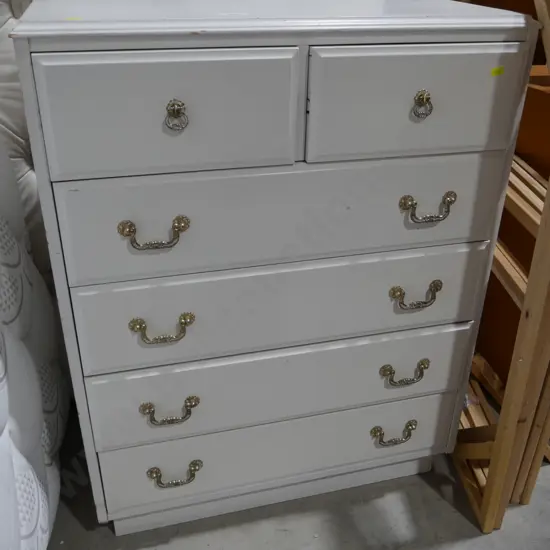 White painted six drawer chest