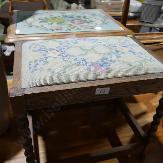 Tapestry topped side table and stool