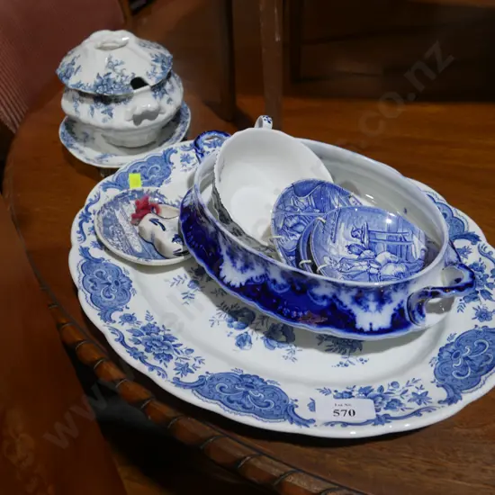 Assorted blue and white china