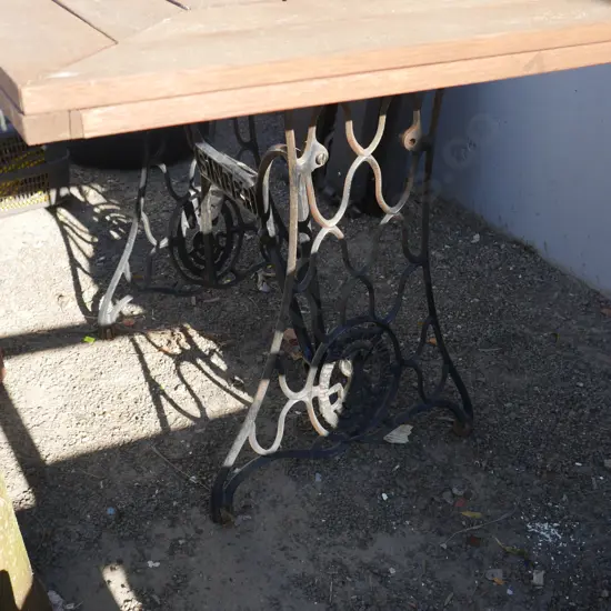 Singer sewing outdoor table