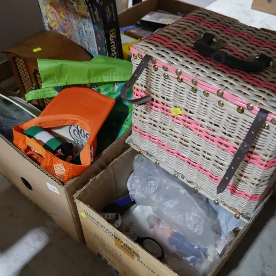 2 boxes sewing items etc