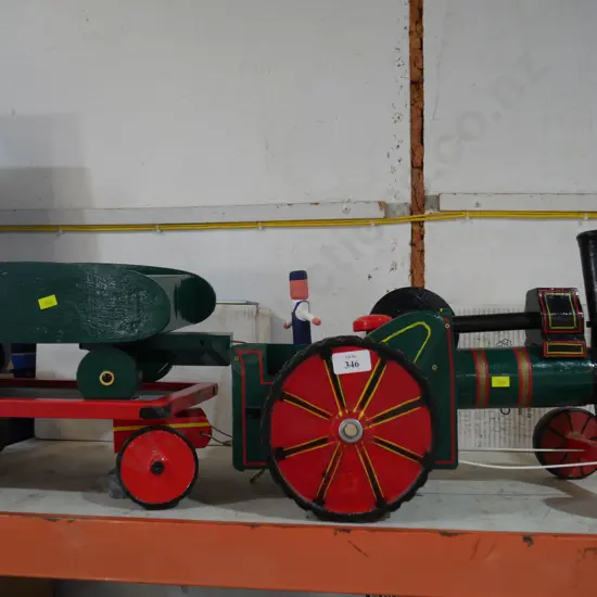 Wooden traction engine and trailers