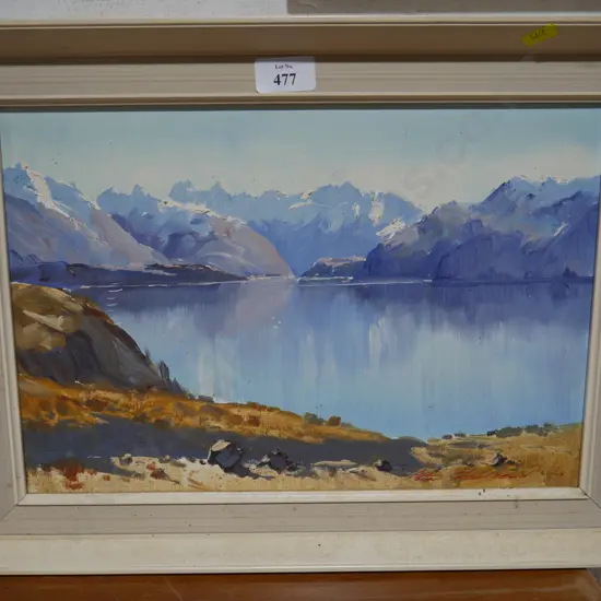 Framed oil, Lake Wanaka, Aston Greathead.