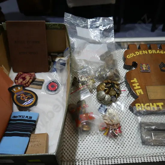 Military buttons, etc