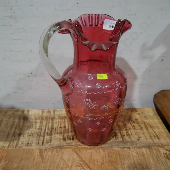 Ruby glass pontilled jug
