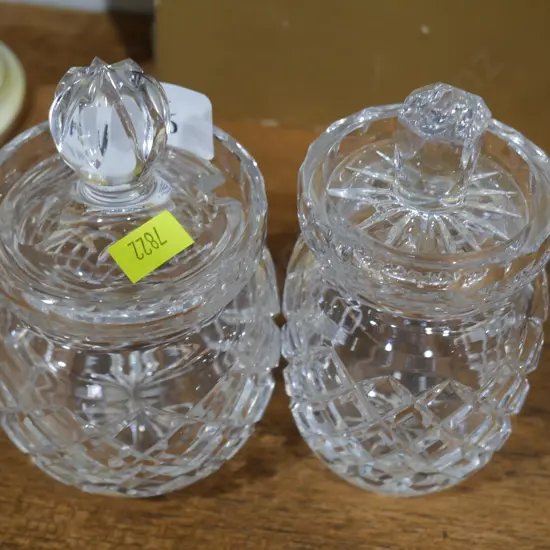 Crystal lidded sugar bowls