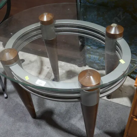 Glass topped metal side table
