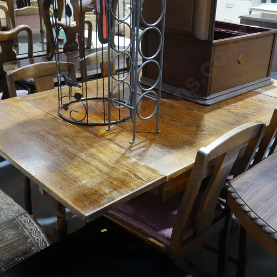 Oak dining table and 4 chairs