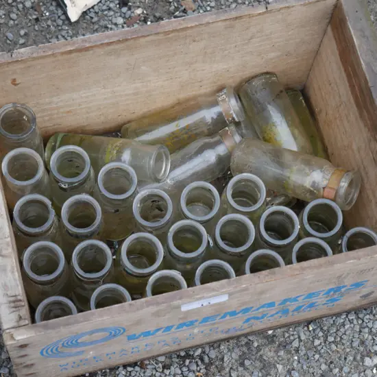 Crate of glass bottles