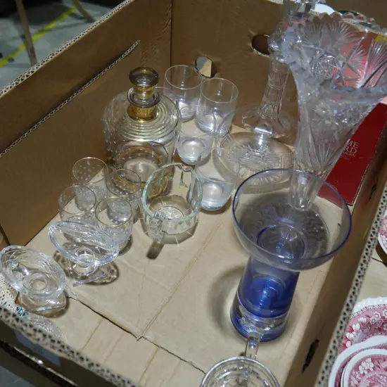 Crystal decanter, vases etc