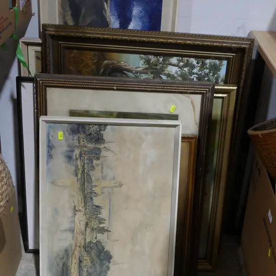 Assorted framed artworks
