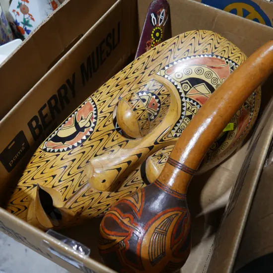 Native wall mask, boomerang etc