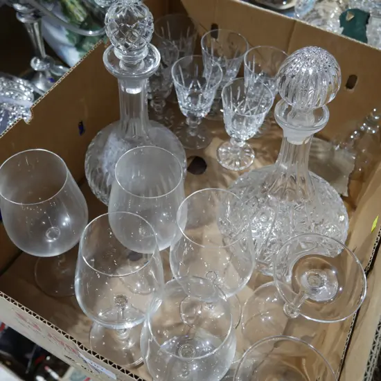 Crystal decanters, glassware