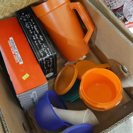 Tupperware, cast iron dinosaur bottle opener