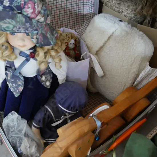 Suitcase, dolls etc