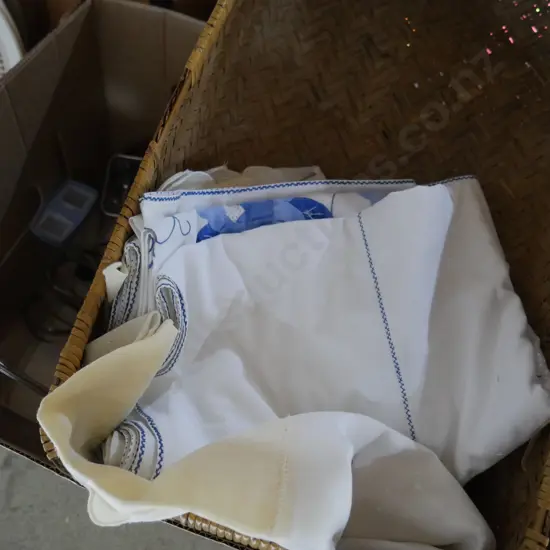 Cane basket, kitchenware etc