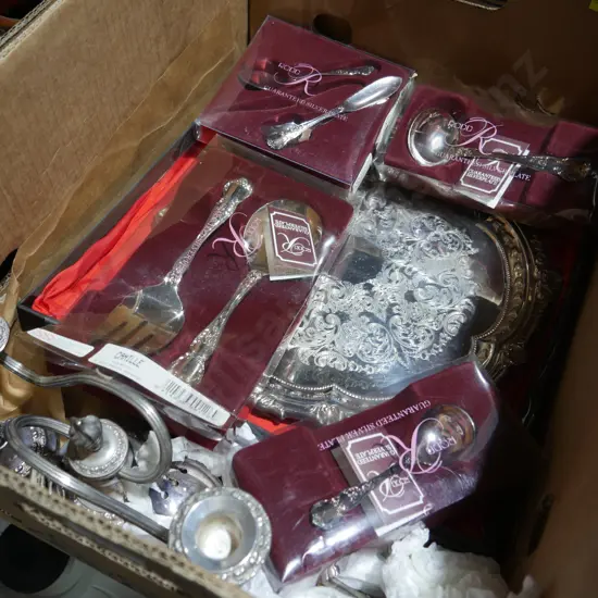 Boxed Rodd plated ware
