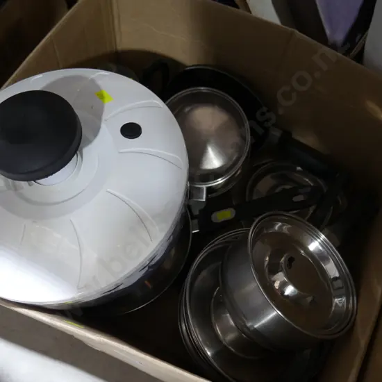 Pots, stainless bowls etc