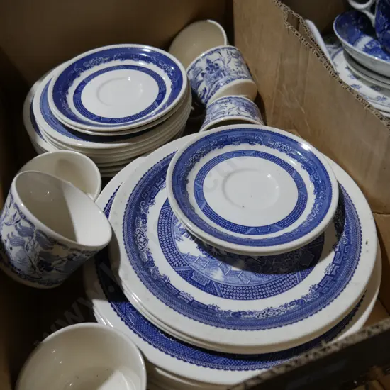 Crown Lynn blue & white dinnerware
