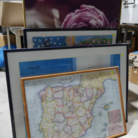 Framed map of Spain, artworks