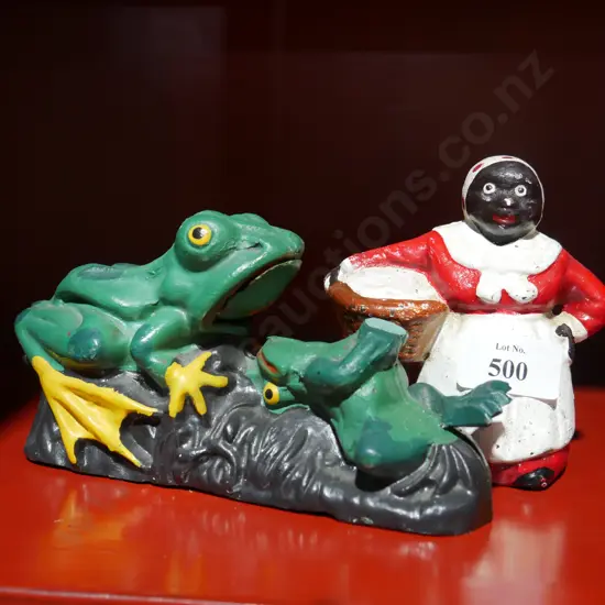 2 x cast iron novelty money boxes