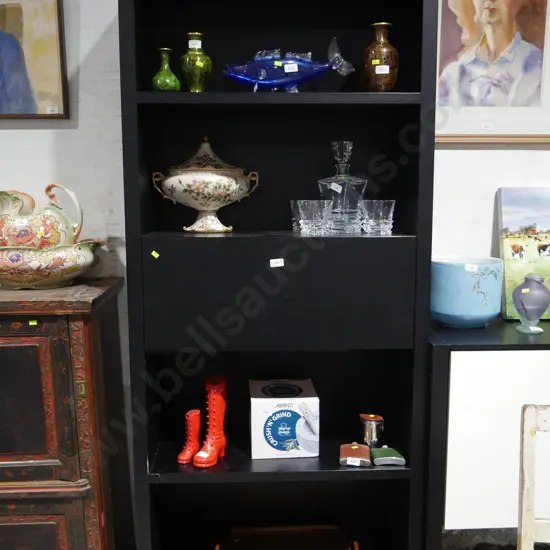 Black bookcase display unit