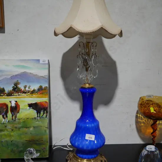 Brass & glass table lamp