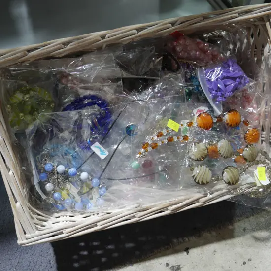 Basket of costume jewellery