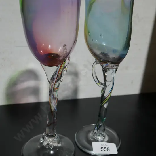 Stemmed glasses, signed
