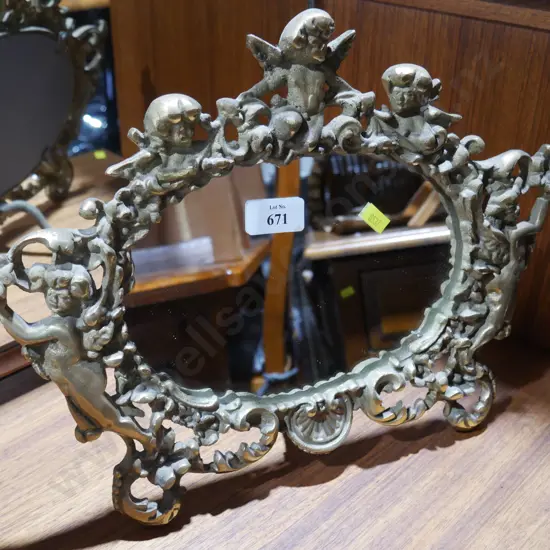 Brass cherub frame mirror