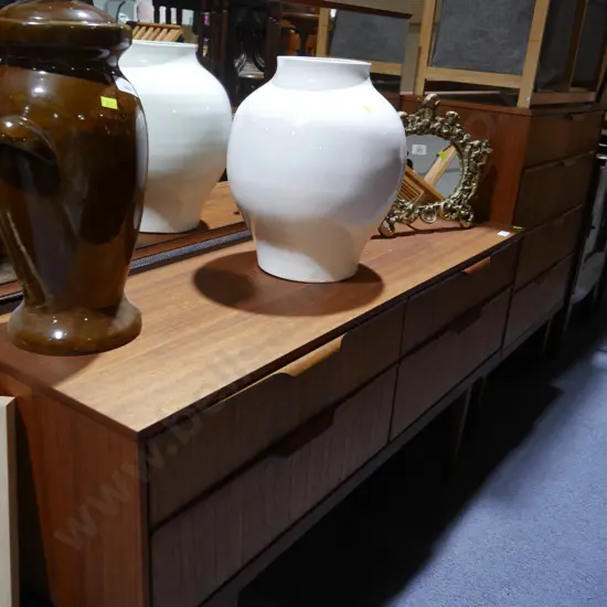 Retro mirror back dresser and set of drawers