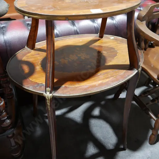 Unusual 2 tier inlaid side table