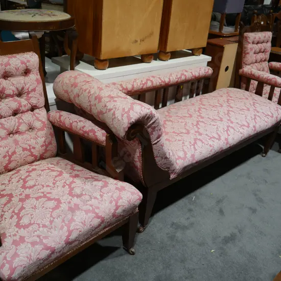 chaise lounge, & a pair of arm chairs