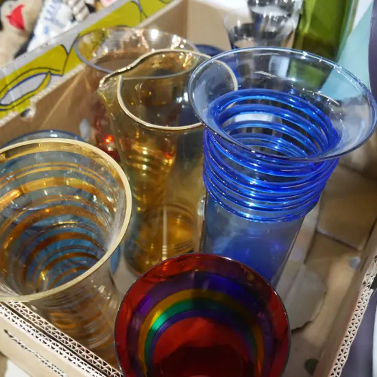 Coloured glass vases