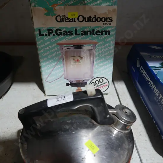 Kettle and gas lantern