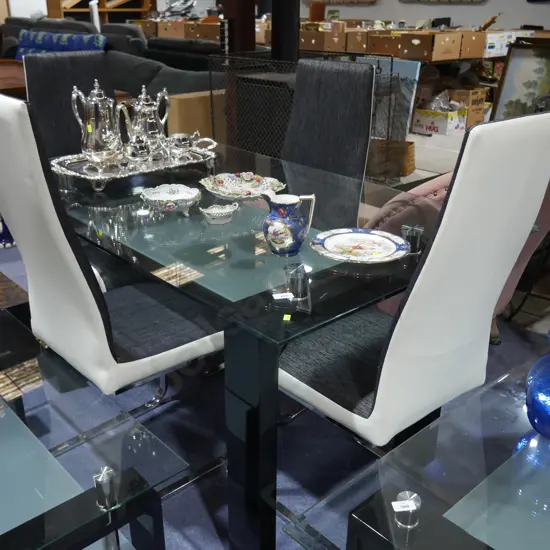 Glass top table ,4 dining chairs