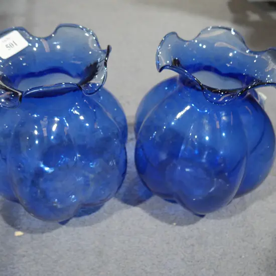 Blue glass vases